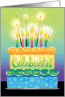 Celebrate Birthday Cake with Candles and Sparklers card