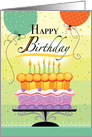 Celebrate Birthday Cake with Candles and Balloons card