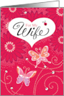 Wife Heart Flutter Valentines Day Red Pink card