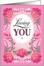 Pink Roses Happy Valentines Day Red Pink White Heart card