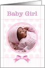 Baby Girl Birth Announcment Pink Baby Quilt Custom Photo card