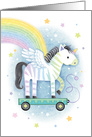 New Baby Congratulations Unicorn Pull Toy Rainbow card