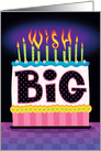 Happy Birthday Big Cake Wish Candles Hand Lettering card