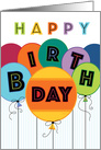 Happy Birthday Typography Bright Colored Balloons card