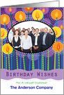 Business Happy Birthday Candles Custom Photo Customer card