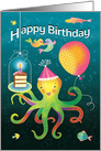 Happy Birthday Octopus Chocolate Cake Slice card