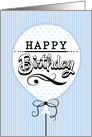 Happy Birthday Balloon Blue Stripes Business card