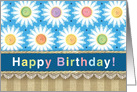 Colorful Rustic Happy Birthday Daisies Burlap Lace Buttons Business card