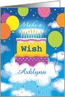 Happy Birthday Cake Balloons Sky Custom Name A card