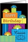 Happy Birthday Presents Bows Heart Custom Cousin card