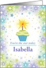Happy Birthday Cup Cake Star Custom Name I card
