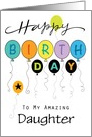Retro Birthday Balloons Custom Daughter card