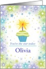 Birthday Cupcake with Stars Custom Olivia O card