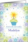 Birthday Cupcake with Stars Custom Madelyn M card