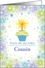Birthday Cupcake with Stars Custom Cousin card