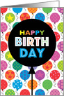 Balloons Happy Birthday Stars Polka Dots From All of Us Business card