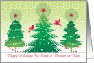 Sister and Brother-in-Law Happy Holidays Tree Birds Personalize card