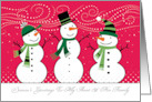 for My Aunt and Her Family Snowmen Happy Holidays Christmas card