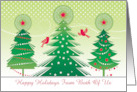 From Both Of Us Happy Holidays Christmas Trees Red Birds card