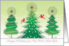 Mom And Dad Happy Holidays Christmas Trees Red Birds card