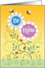 Be Mine Valentine Flowers Bees Lady Bugs card
