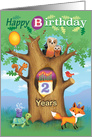 Happy Birthday Woodland Animals Oak Tree Owl Cake 2nd Second card