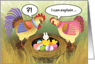 Easter Bunny Humor Rooster Hen Chicken Eggs card