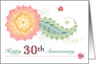 30th Anniversary Flower Paisley Lady Bugs Thirtieth card