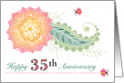 35th Wedding Anniversary Flower Paisley Lady Bugs Thirty Fifth card