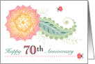 70th Wedding Anniversary Flower Paisley Lady Bugs Seventy card