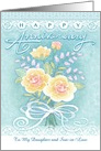 Happy Anniversary Floral Bouquet Lace Rose for Daughter And Son-in-Law card