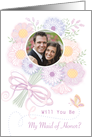 Wedding Floral Bouquet Butterfly Maid of Honor Invitation Custom Photo card