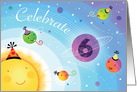 6th Happy Birthday Planets Sun Universe Party Hat Six year card