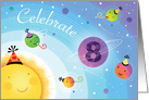8th Happy Birthday Planets Sun Universe Party Hat Eigth Years card