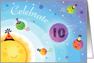 10th Happy Birthday Planets Sun Universe Party Hat Ten Years card