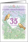 Wedding Aniversary 35 Years Love Birds Butterfly Flowers Lady Bugs card