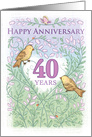 Wedding Aniversary 40 Years Love Birds Butterfly Flowers Lady Bugs card