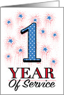Military Anniversary 1 Year of Service Stars Stripes Fireworks Red card