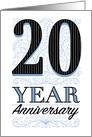 Employee Work Anniversary 20 Years Blue Filigree Floral Thank You card