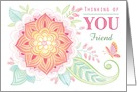 Thinking of You friend Mandala Flower Butterfly Custom Name card