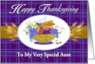 For Aunt Happy Thanksgiving Fruit Basket Corn Wheat Apple Grapes card