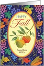 Happy Fall Harvest Apples Grapes Wheat Corn Maize card