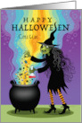 Cousin Halloween Witch Brewing Cauldron Spiders Eyeballs Candy card