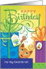 Happy Birthday Vet Presents Fish Cake Paws Custom Relation card