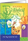 Happy Birthday Vet Presents Fish Cake Paws Custom Relation card