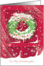 Granddaughter Wreath Red Door Snow Season’s Greetings card