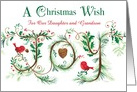 Our Daughter and Grandson Typography Joy Red Birds Christmas Wish card