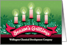 Business Season’s Greetings Candles Mistletoe Custom Name card