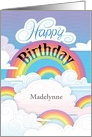 Rainbows Clouds Happy Birthday Customize Name card