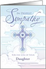 Sympathy Cross Blue Pastel Clouds Religious Loss of Daughter card